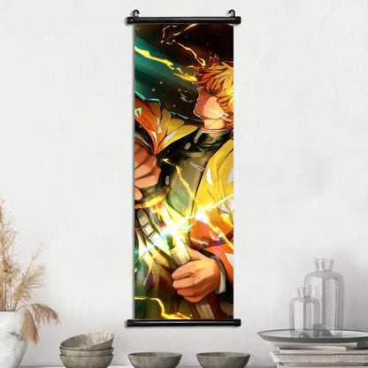 Demon Slayer Hashira Nezuko Agatsuma Zenitsu Inosuke Scroll Canvas Wall Hanging Painting Home Decor Anime Poster Wall Art Room