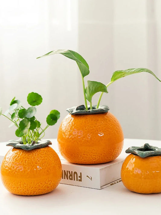 Creative Orange Hydroponic vase succulent flower pot desktop decoration water raised green flower vase home room decoration