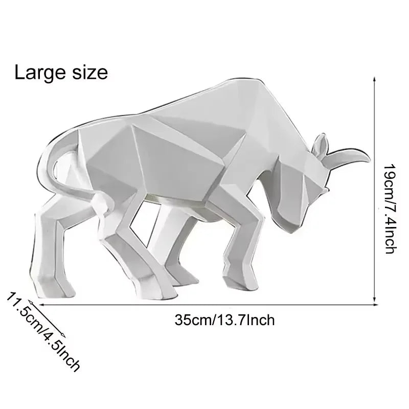 YuryFvna Morden Geometric Bull Statue Ornament Cafe Cattle Sculptures Animal Figurines Abstract Hotel Home Decoration