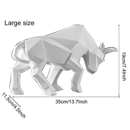 YuryFvna Morden Geometric Bull Statue Ornament Cafe Cattle Sculptures Animal Figurines Abstract Hotel Home Decoration