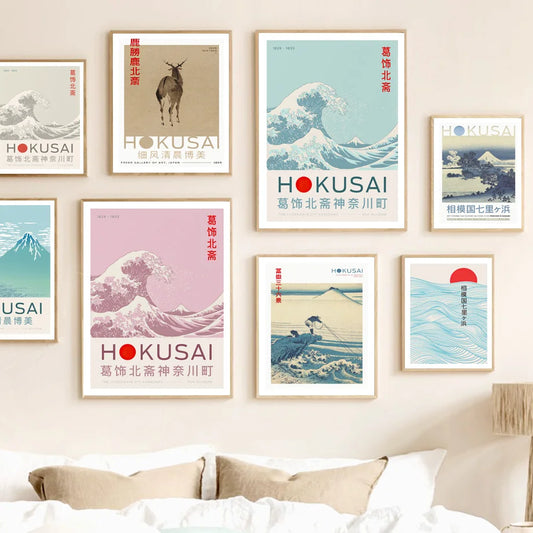 Vintage Hokusai Mount Fuji Deer Japan Landscape Posters And Prints Wall Art Canvas Painting Pictures For Living Room Home Decor