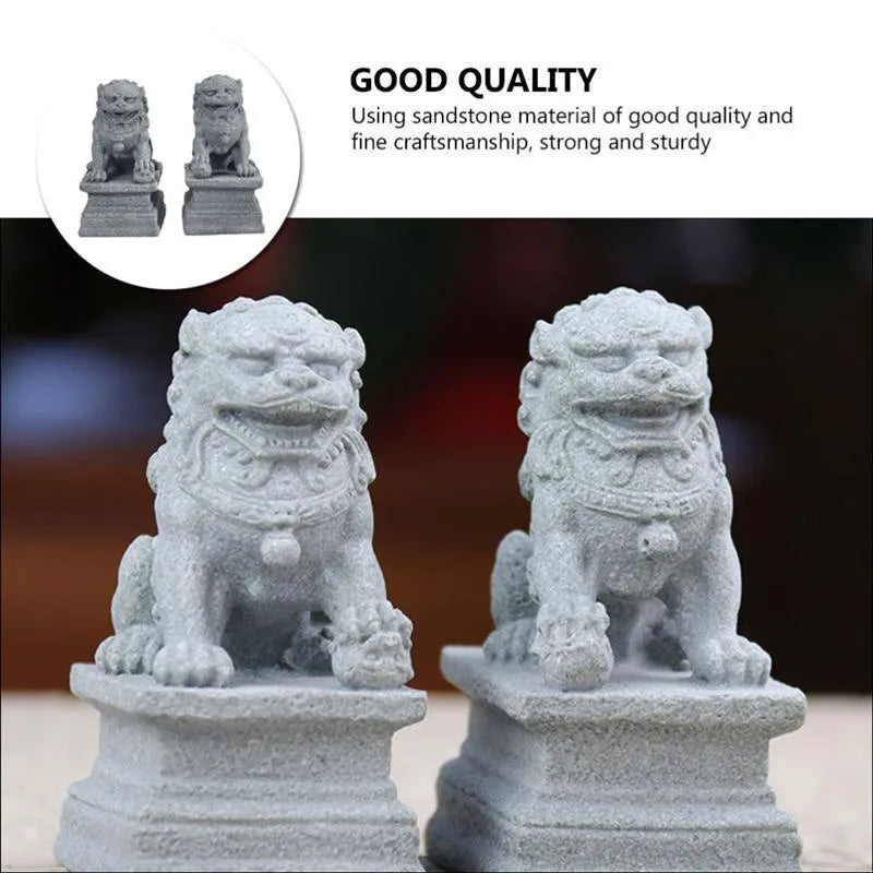 Statue Foo Shui Feng Figurine Miniature Stone Dogs Sculpture Decoration Guardian Chinese Prosperity Decor Pair Fu Mini Figurines