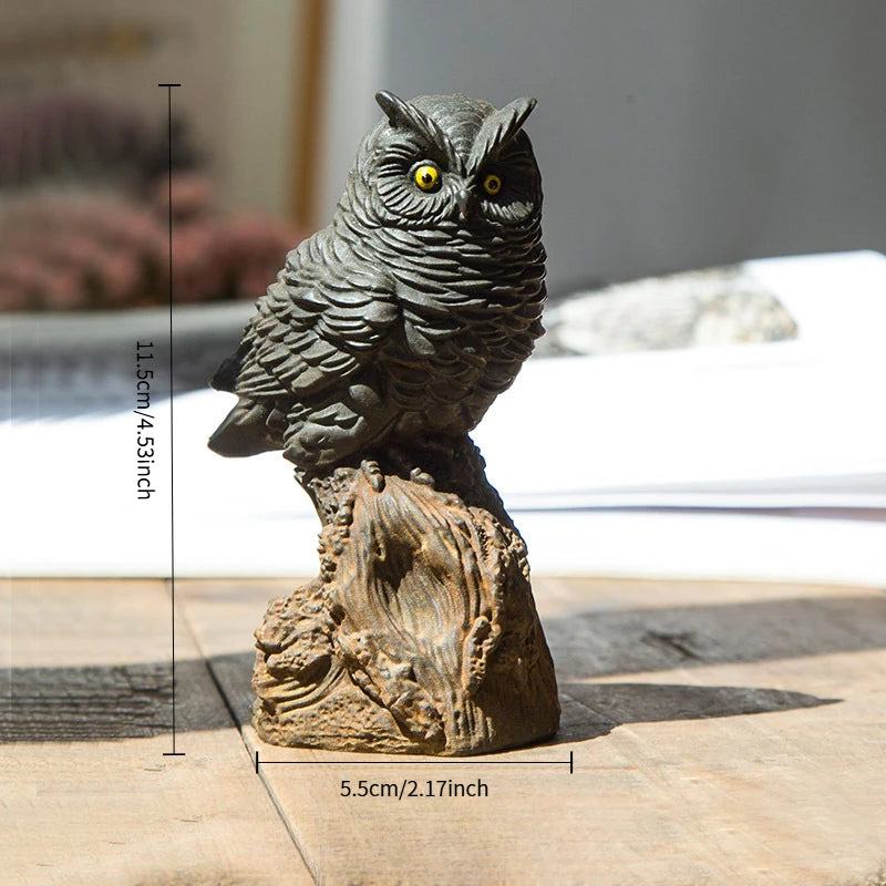 Creative Imitation Cast Iron Owl Ornaments Desktop Ornament Study Decor Handmade Animal Statues Desk Accessories Art Figurine