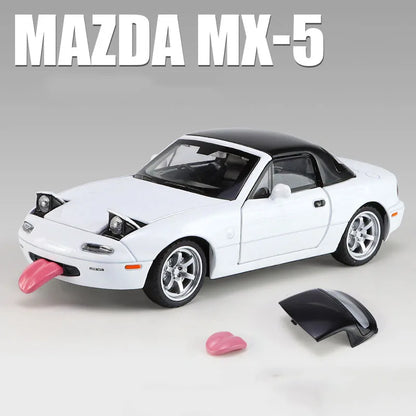 1/32 Scale MX5 Alloy Model High Simulation with Tongue Sport Car Wheels Can Be Turned Diecast Vehicle Toy for Adult Gifts