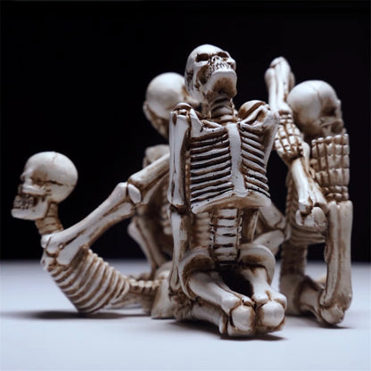 4Pcs/Set Fun Mini Yoga Skeleton Figurines Resin Carving Statue Lot Desk Decoration for Halloween Home Car Decors Ornament