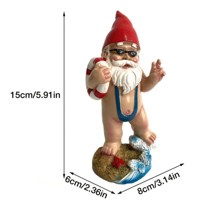 1pc, Funny Garden Swimming Ring Gnome Statue Resin Crafts Fun White Beard Gnome Indoor Home Decor Crafts Gifts