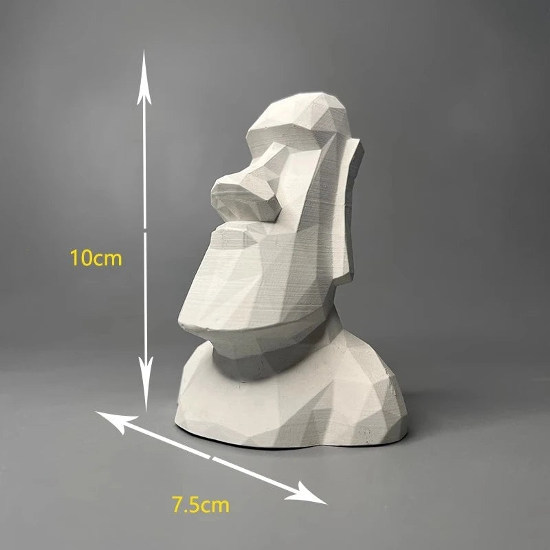 Nordic Ins Moai Stone Art Gypsum Statue Decorations for Room Aesthetic Sculpture Art Figurine Home Office Cabinet Decoration
