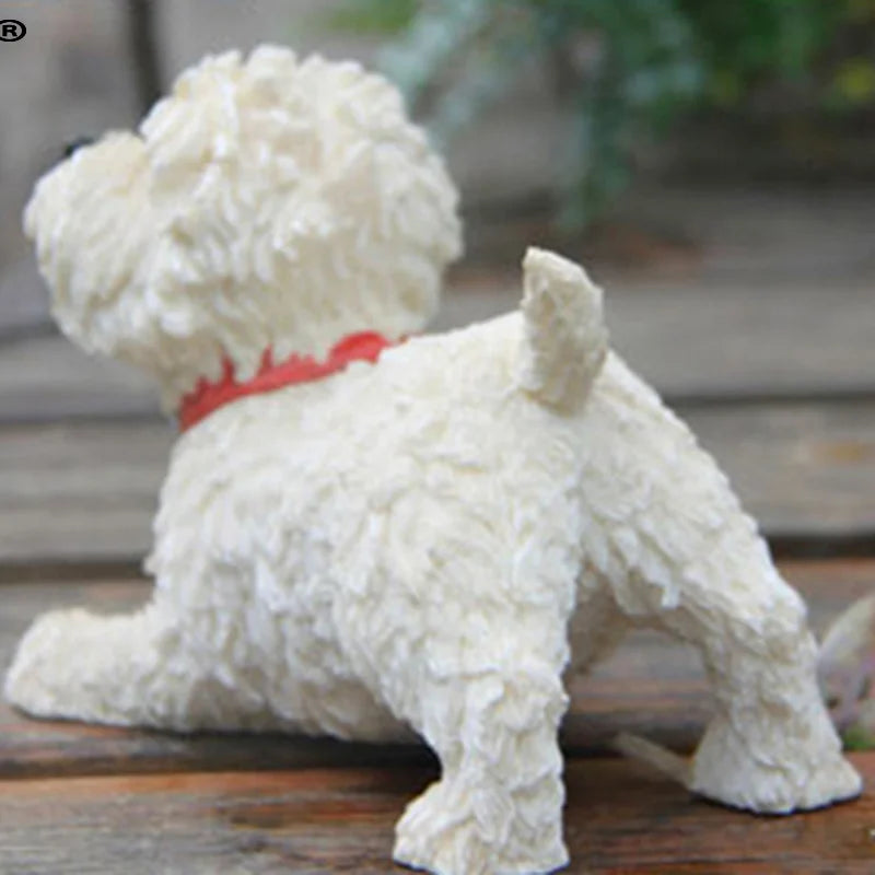 West Highland Dark White Terrier Figure Simulation Animal Model Resin Dog Figurine Crafts Car Decoration Home Decors Ornaments