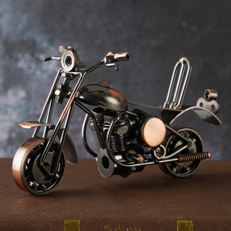 Figurines de moto Harley en fer rétro, ornements de modèle de moto, Collection d'art nostalgique, Sculpture pour décoration de maison