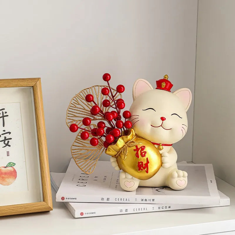 Lucky plutus cat Home Decoration Luxury high-end porch storage tray ornaments Tree branch shelf living room desktop decoration