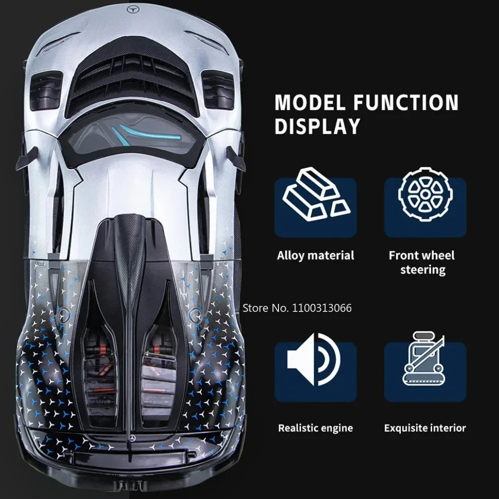 1/24 Scale Alloy Car Model ONE Sports Car Metal Diecast Toy Vehicles Simulation Sound & Light Toy for Children Gift Collectibles