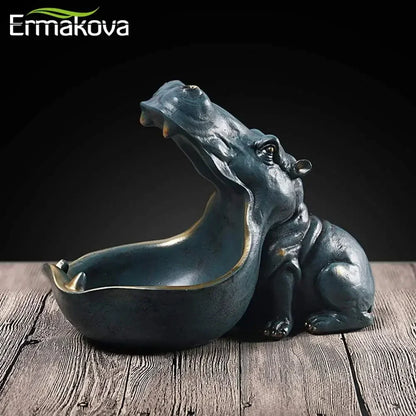 ERMAKOVA Harz-Nilpferd-Statue, Nilpferd-Skulptur, Figur, Schlüssel, Süßigkeitenbehälter, Dekoration, Heim-Tischdekoration, Zubehör