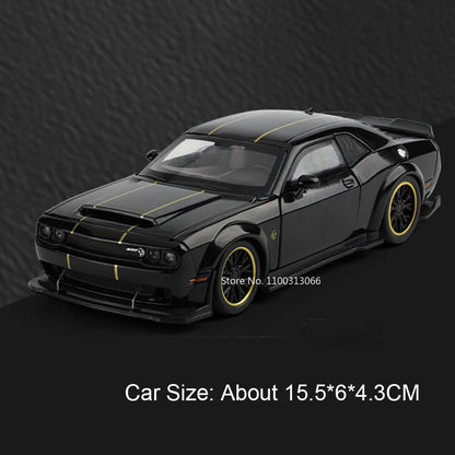 1:32 Challenger SRT Hellcat Chiron Sports Cars Toy Models Wheels Turned Vehicle 4 Doors Opened Miniature Car Kids Festival Gifts
