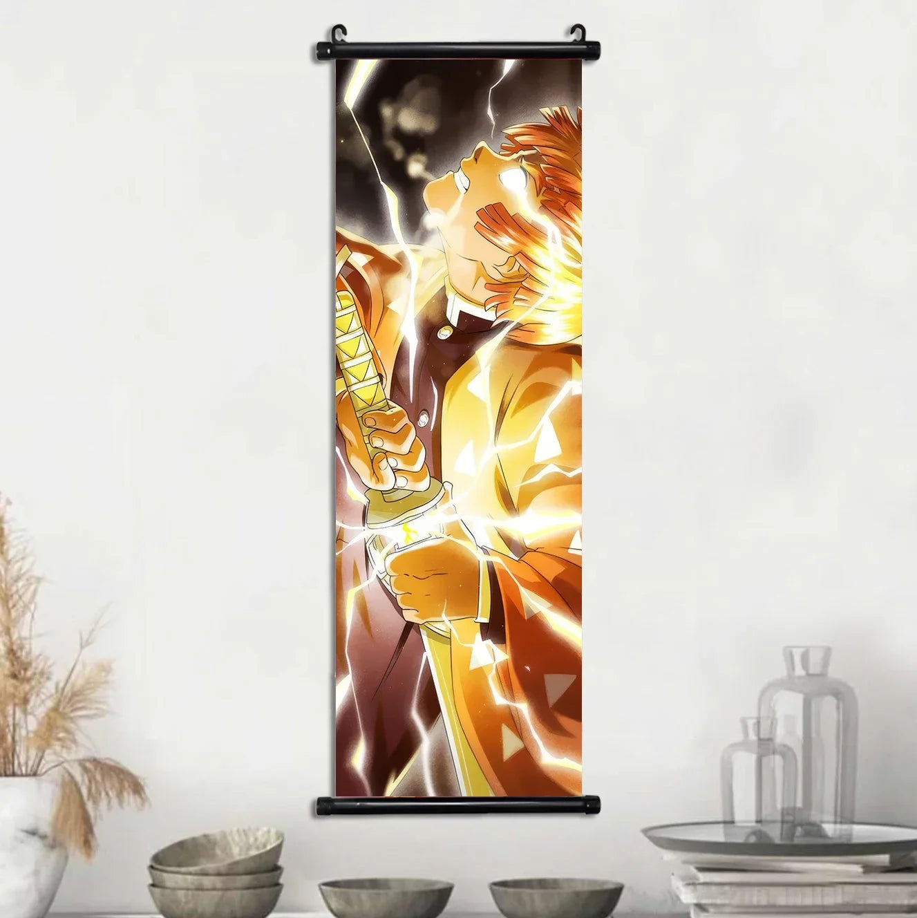 Demon Slayer Hashira Nezuko Agatsuma Zenitsu Inosuke Scroll Canvas Wall Hanging Painting Home Decor Anime Poster Wall Art Room