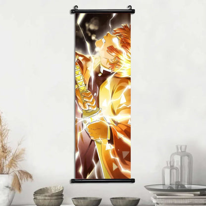 Demon Slayer Hashira Nezuko Agatsuma Zenitsu Inosuke Scroll Canvas Wall Hanging Painting Home Decor Anime Poster Wall Art Room
