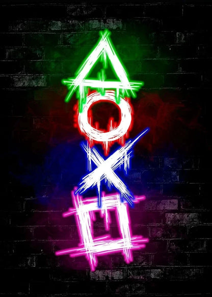 Nordic Neon Cat and Gaming Controller Quotes HD Posters Canvas Painting for Wall Art Mural Gamer Boys Girls Room Decor No Lights