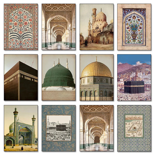 Masjid An-Nabawi Masjid Al Haram Masjid Al Aqsa Poster Canvas Painting Print Islamic Wall Art Muslim for Living Room Home Decor
