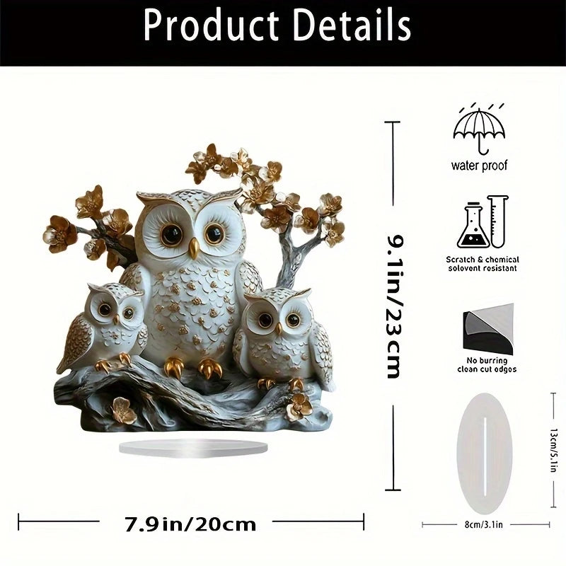 1PCS Acrylic Flat 2D Owl Family Animal Decoration,Home Decor,Living Room,Bookshelf,Wine Cooler,TV Stand Decoration
