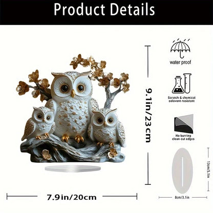 1PCS Acrylic Flat 2D Owl Family Animal Decoration,Home Decor,Living Room,Bookshelf,Wine Cooler,TV Stand Decoration