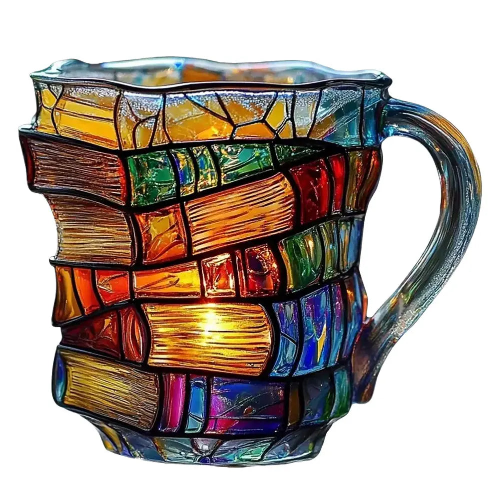 Painted Book Coffee Mug with Charming Book Motifs Book Shaped Tea Cup Gifts for Home Office Decoration