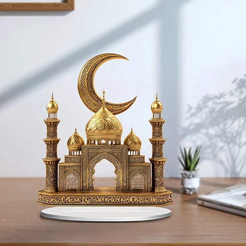 Ramadan Festival 2D Acrylic Moon Castle Craft Ornament 2025 Eid Al-fitr Mubarak Decoration Islamic Muslim Home Party Table Gifts