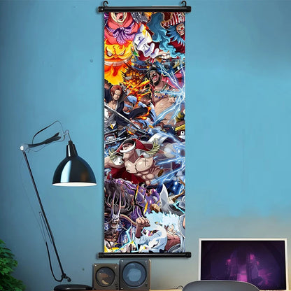 Luffy Hanging Scroll Poster ONE PIECE Anime Cartoon Wall Artwork Canvas Decor Home Decoration Zoro Wallpaper Doflamingo Art Gift