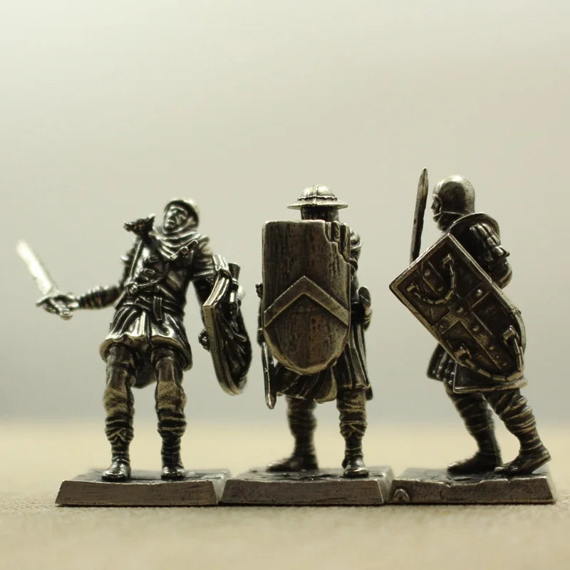 Mediaeval Legion Knight Soliders Model Toy Figurines Miniatures Pure Copper Men Gifts Desktop Ornament Decoration Crafts Metal