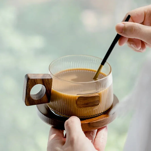 Ensemble de tasses à café simples, tasses à thé, tasse à eau en verre de bureau, tasse à thé de l'après-midi décontractée avec plateau, cuillère, tasse à boisson Kung Fu, 250ml