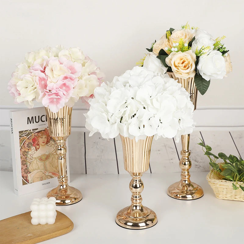 Bureau trompette en métal centres de table Vase trompette en métal Vases zone d'accueil Guide routier porte-fleurs hauteur accessoires de mariage
