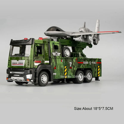 1:32 Military Drone Launch Vehicle Toys Cars Alloy Models Wheel Pull Back with Light Sound Miniature Car for Boys Birthday Gifts