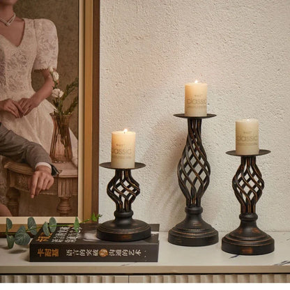 Bougeoirs coniques chandelier en métal Vintage, candélabre de décoration élégante pour centres de Table à manger décoration de maison de mariage