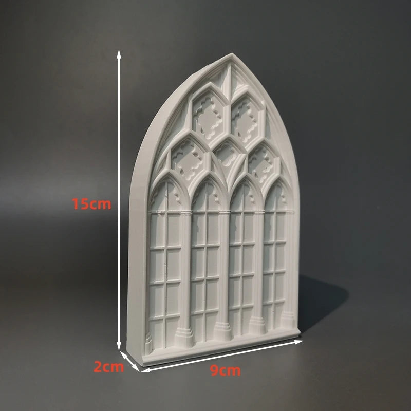 Gothic Church Window Plaster Relief Sculpture Nordic Desktop Art Aesthetic Room Decor Bookshelf Ornament Studio Photography Prop