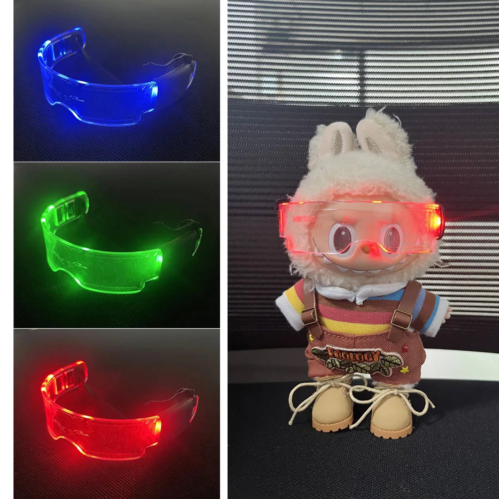 DIY Luminous Glasses Are Suitable for 15-20cm LABUBU Doll Accessories 3D Goggles Color-changing Luminous Children's Toys