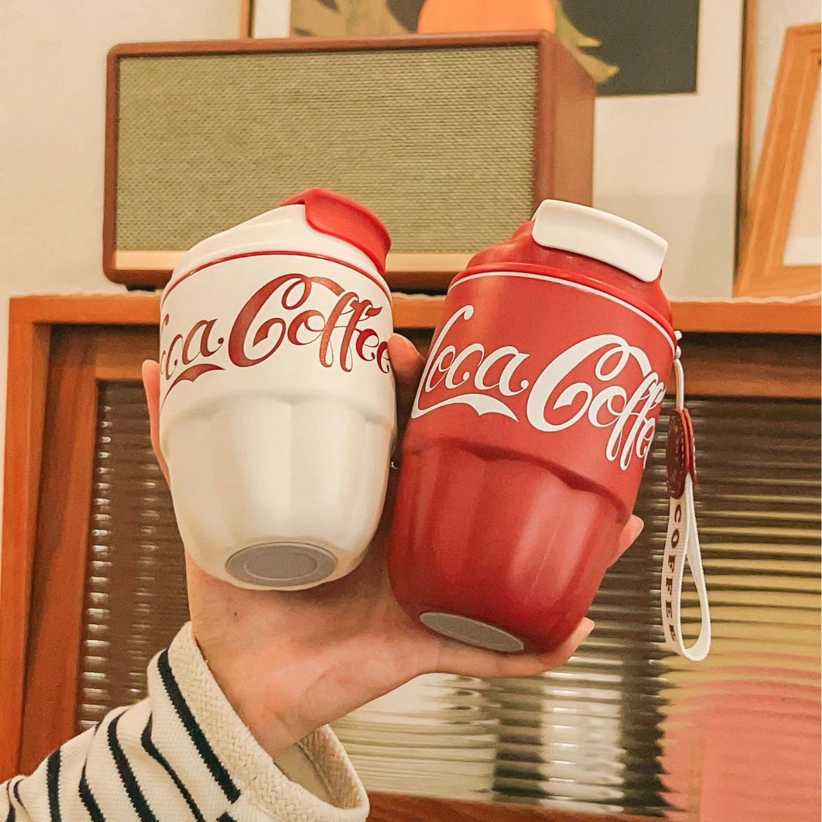 Cocas Cola Coffee Mug Portable Water Cup Double Drinking Cups Car Office Insulated Cups 304 Stainless Steel Student Cups Gifts
