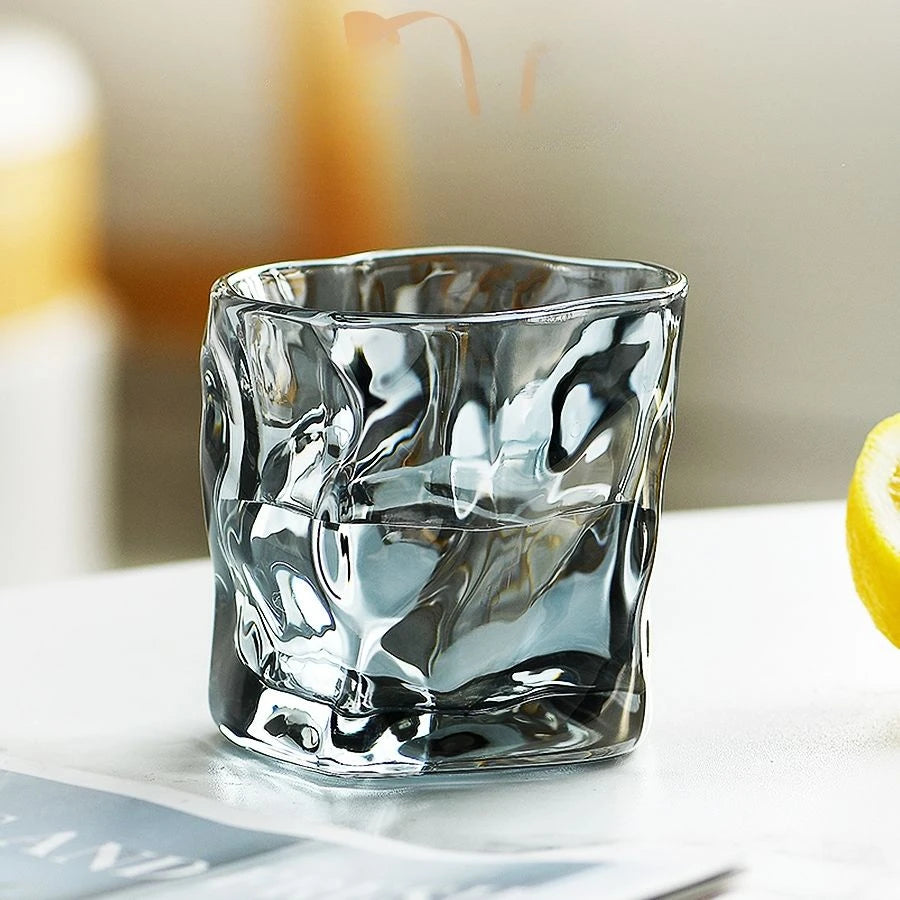 200ML Korean Creative Ins Twisted Glass Cup Juice Drink Coffee Mug Cup Wave Pattern Colorful Glass Handmade Bar Drinkware