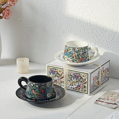 3-piece set Luxury Ceramic Coffee Cup & Saucer Set, Elegant Afternoon Tea Latte Cups, Boutique Gift for Home, Minimalist Design