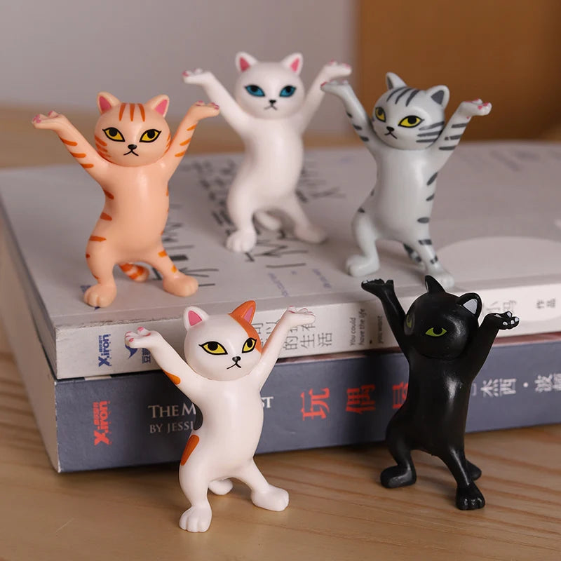 Dancing Cat Pen Tray Cartoon Cute Animal Figure Statues Ins Desktop Decoration Cat Headphones Pencil Holder Decor Home Ornament