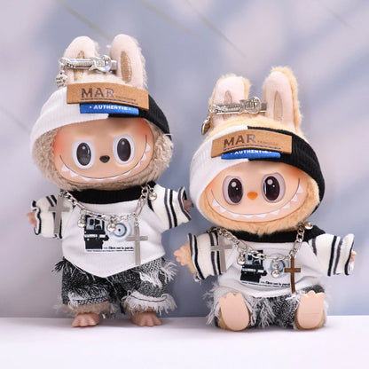 17cm Cute Mini Plush Dolls Outfits Lafufu Korean  Idol Doll Clothing Accessories Full Set Handsome Style Suits  Toy Gifts