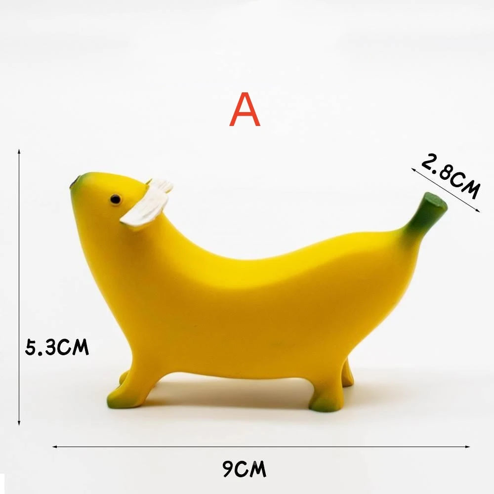 Originality Figurine Banana Dog Resin Ornaments Modern Home Decoration Cute and Interesting Desktop Bedroom Living Room Statue