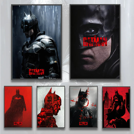Batman Movie 2022 Self-adhesive Poster Figures Home Decoration Painting Wall Art Bedroom Cartoons Decor Wallpaper Kids Gift