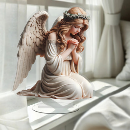 1 Elegant Prayer Angel, Decorative Plaque/2D Flat Decoration/perfect for Decorating Family Living Room Desk