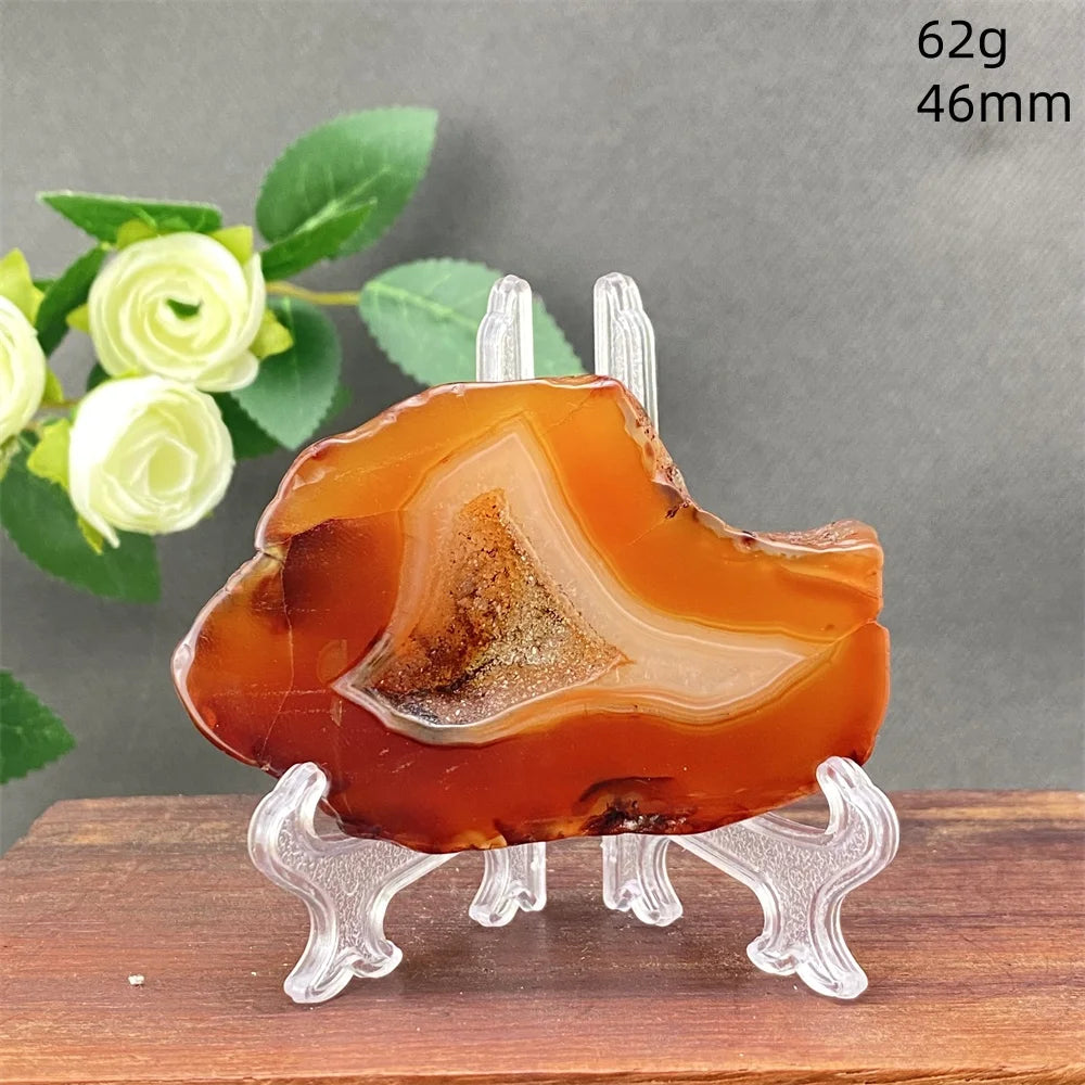 Natural Red Agate Crystal Cavity Stone - Energy Healing Reiki Meditation Beautiful Home Decor Gift for Prayer