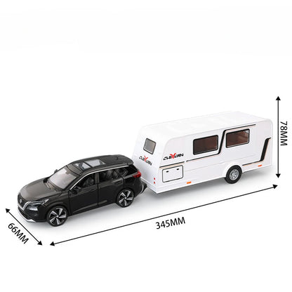 1:32 Scale X-TRAIL Touring Models Toys Miniature Cars Alloy Diecast Rubber Tires Caravans Light Sound Vehicle Child Adult Gifts