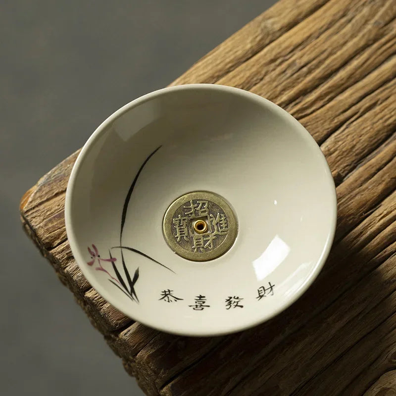 1PCCreative Ceramic Line Incense Burner Household Agarwood Sandalwood Plate Smoking Tea Room Incense Path Incense Insert