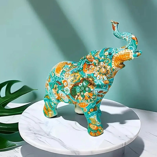 Colorful Elephant Statue Art Elephant Sculpture and Figurines Home Decoration Table Decoration And Accessories