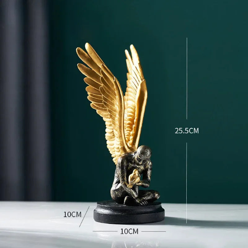 Angel Wings Model Statue Golden Silver Resin Creative Modern Abstract Sculpture Home Decor Living Room Decoration Office Decor
