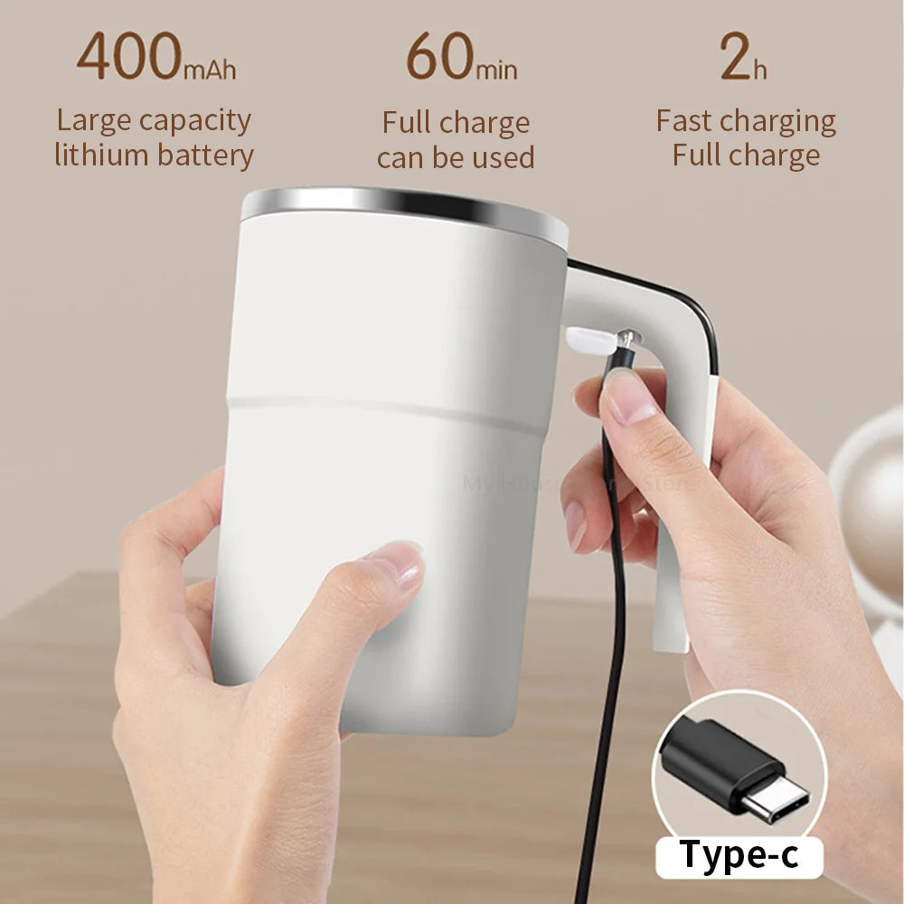 Automatic Self Stirring Magnetic Mug 304 Stainless Steel with LCD Screen Display Coffee Milk Juice Mixing Cup Smart Thermal Cups