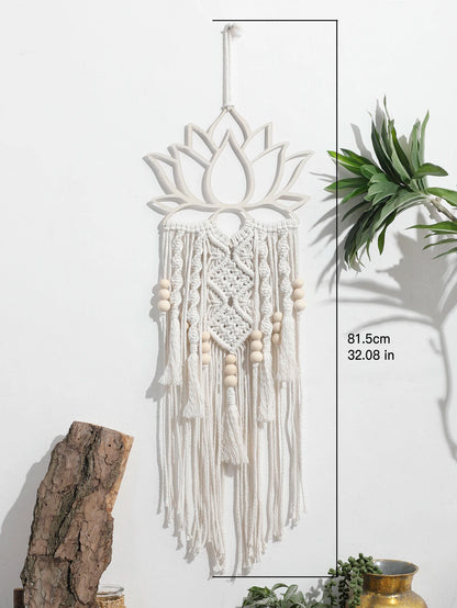 Lotus Macrame Wall Hanging Boho Macrame Dream Catcher Large Craft Ornament for Dorm Home Bedroom Apartment Room Decoration Gift