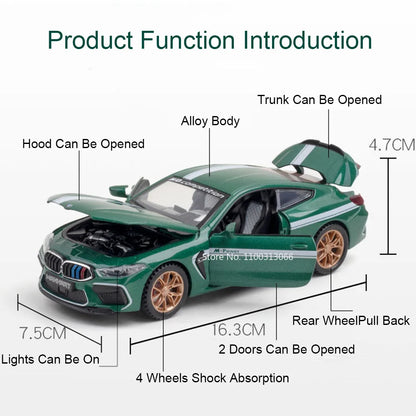 1:32 Alloy M8 Model Toys Cars with Light Sound Rubber Tires Miniature Vehicles Doors Opened Police Car Kids Children's Day Gifts
