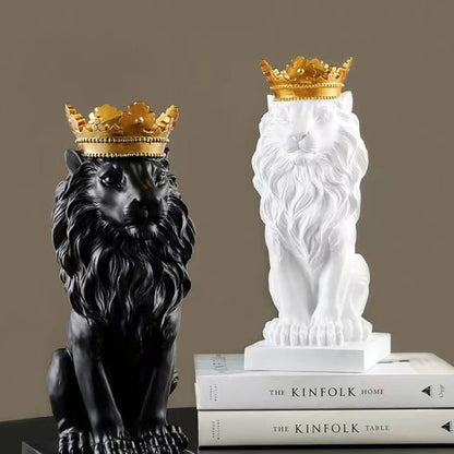 Lion Animal Figurines Resin Crown Lions Statue Handmade Artwork Gift Home Office Decor Ornament Living Room Desk Home Decor